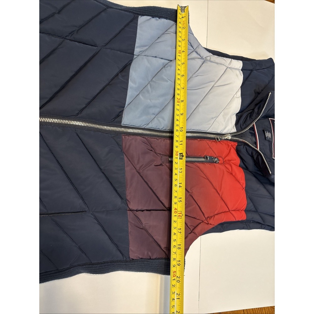 Tommy‎ Hilfiger Vest Womens Large Blue Red Gradient Full Zip Quilted Puffer Mock - Picture 6 of 9